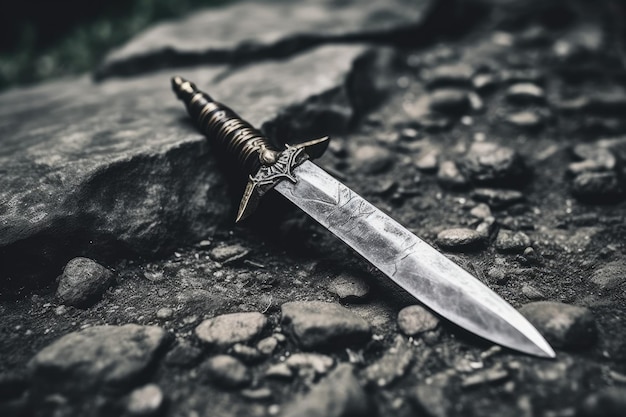 a knife on a rock