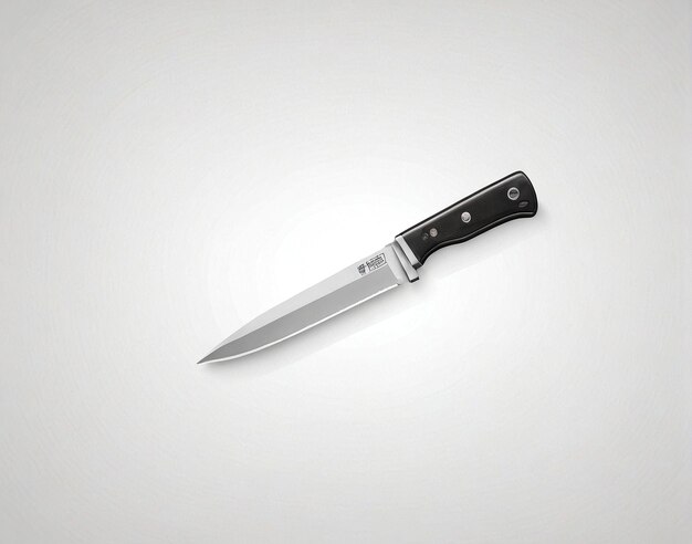нож с черной ручкой на белом фоне