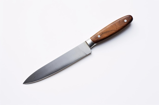 a knife with a wooden handle