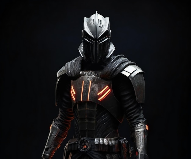 Knight in armor on a dark background The concept of knightry