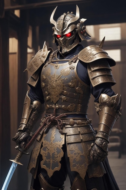 A knight in a armor with a sword and shield.