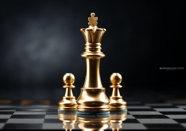 Knight chess on board business concept