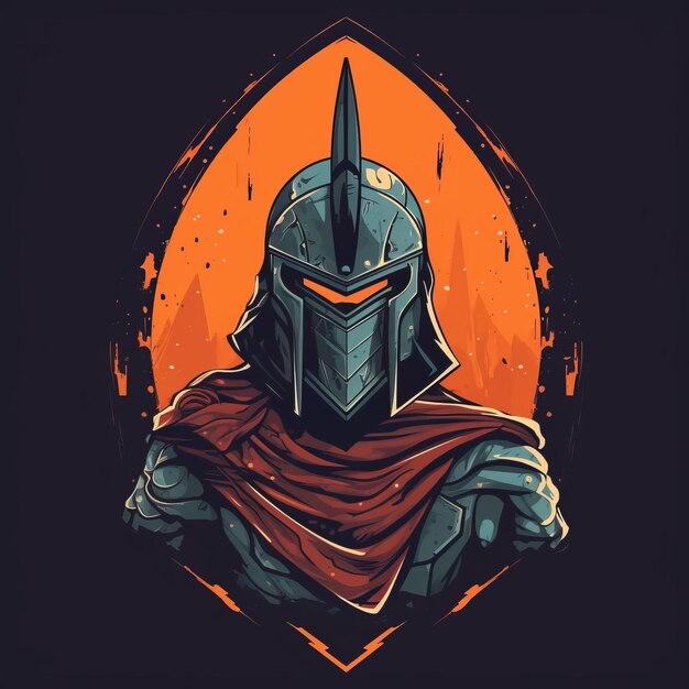 The knight of destiny illustration vectors in dark gray and oran