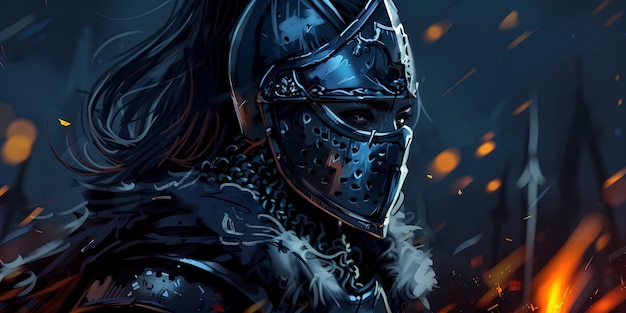 knight girl medieval illustration desktop background