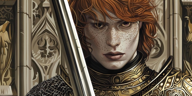 knight girl medieval illustration desktop background