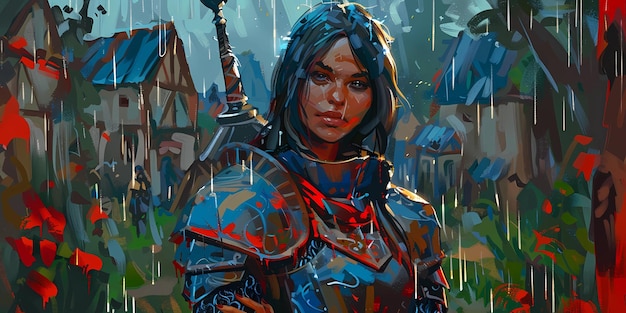 knight girl medieval illustration desktop background