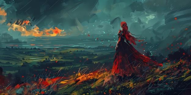 ナイトガール 中世のイラスト デスクトップの背景