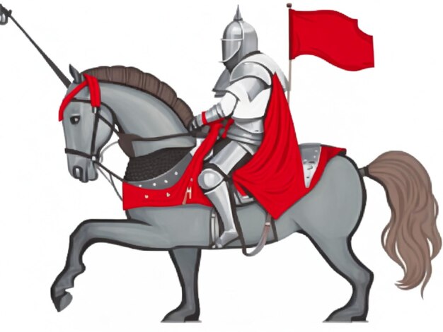 Photo a knight on a horse icon on white background generative ai