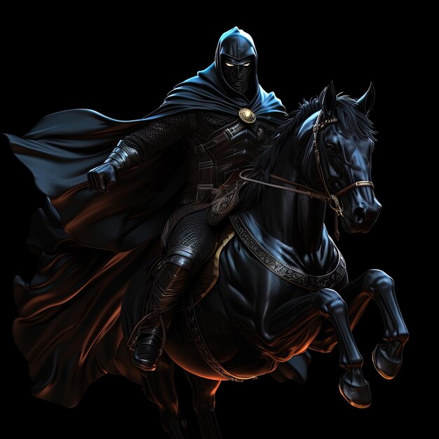 Photo a knight on a horse with a sword and shield on his head