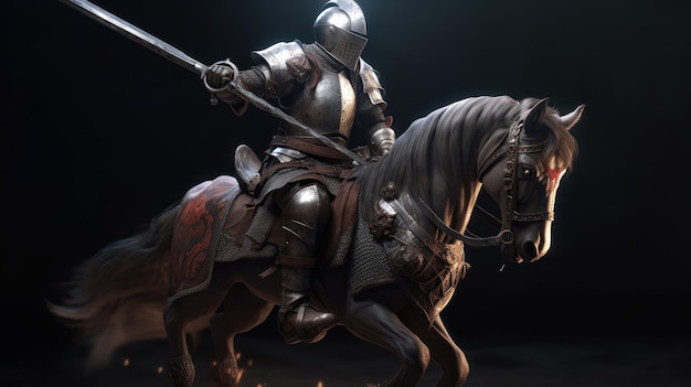 A knight on a horse with a sword