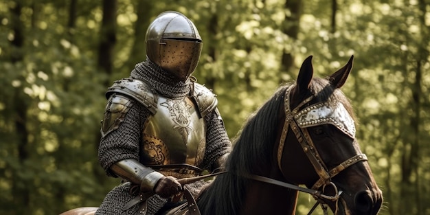 騎士という言葉が書かれた馬に乗った騎士