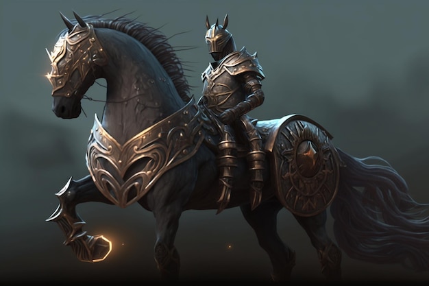 A knight on a horse with the word war on it