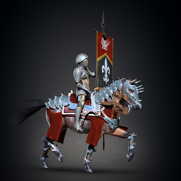 Knight on horseback 3d illustration