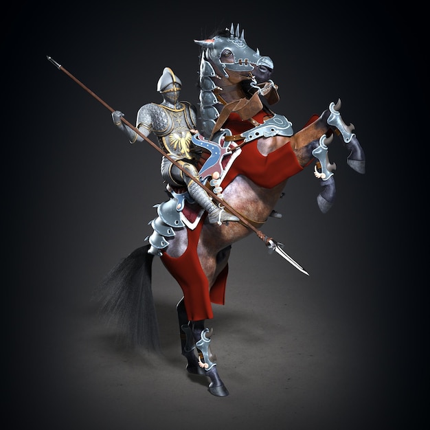 Knight on horseback 3d illustration