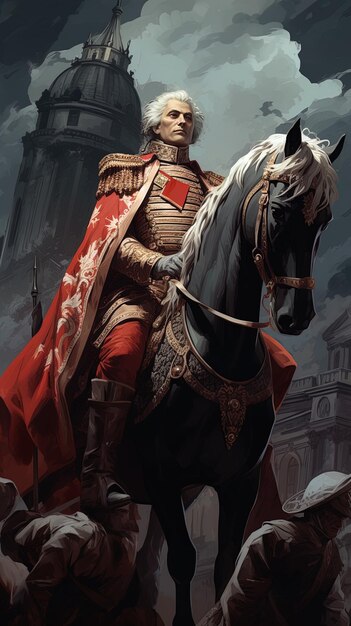 Photo a knight in a red armor with a red cape and a sword