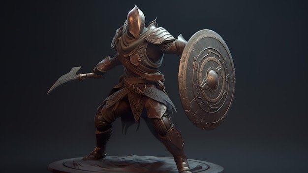 Knight with big shield ai generate