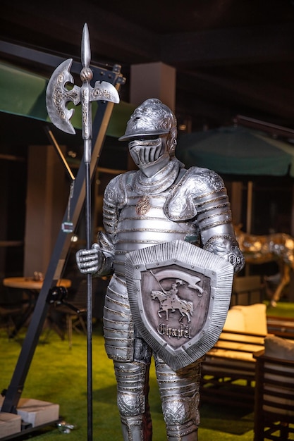 A knight with a shield and a sword