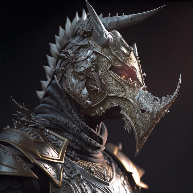 A knight with a silver dragon on his face.