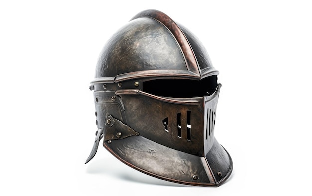 Foto knight39s battleready headpiece su sfondo bianco