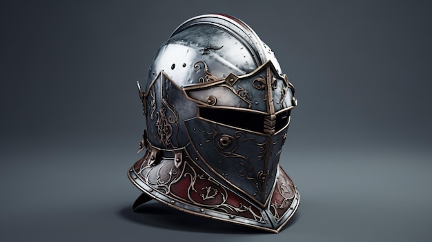 Photo knights helmet on a gray background