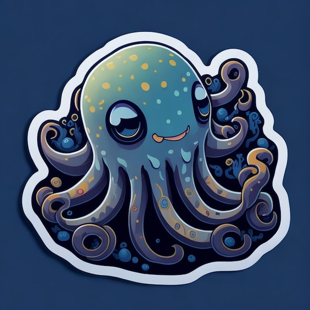 Knip het stickerontwerp uit met het gegenereerde octopus-thema AI