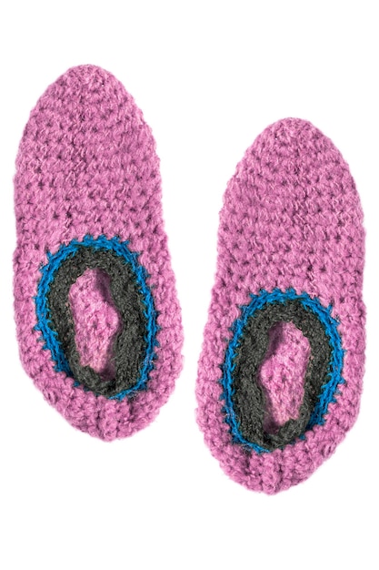 Knit slippers isolated