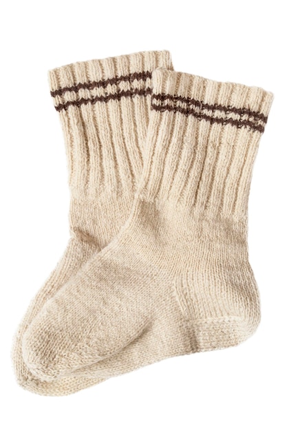 Knit wool socks isolated