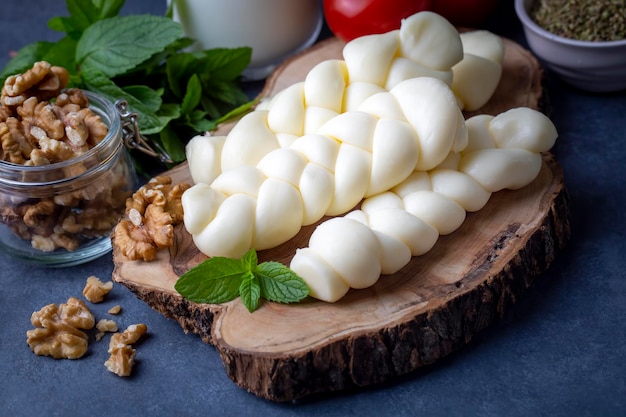 Knitted cheeses produced at home in eastern Turkey Turkish name Orgu peynir