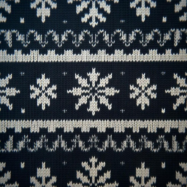 その上に雪花が付いた編み物の布