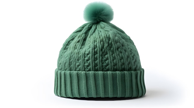 Плетеная зеленая шляпа на белом фоне