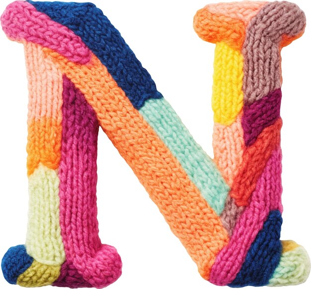 Knitted letter N isolated on white