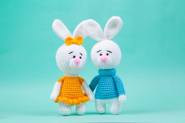 Knitted small rabbits handmade 