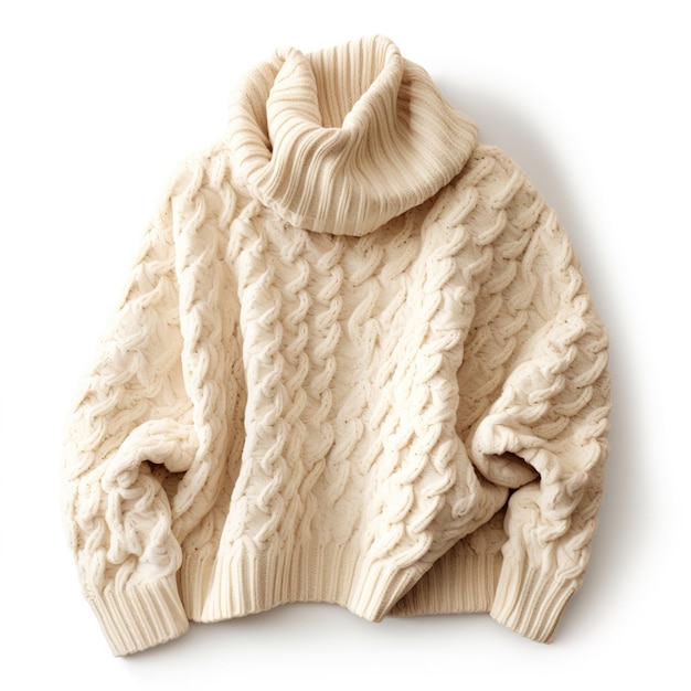 a knitted sweater with a scarf that has a scarf on it.