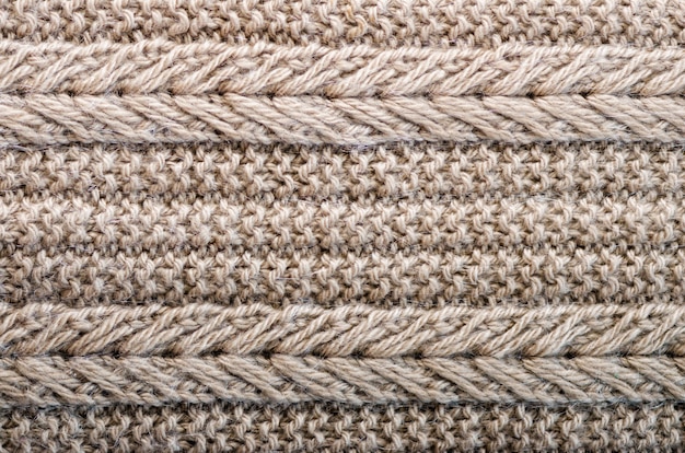 Knitted texture. Pattern fabric made of wool. Background, copy space