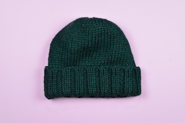 Knitted warm winter hat.