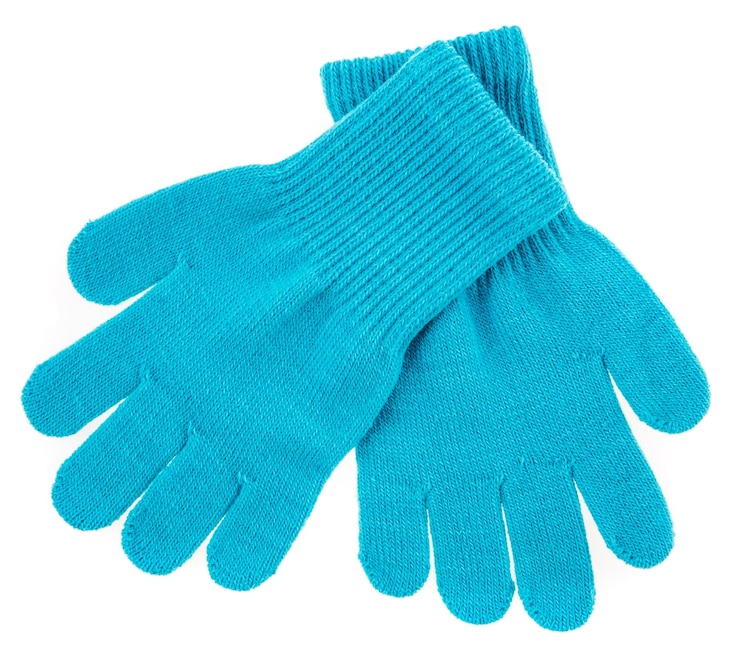 Photo knitted woolen baby gloves, on white
