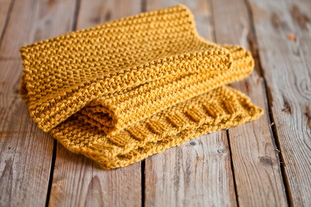 Knitted yellow scarf