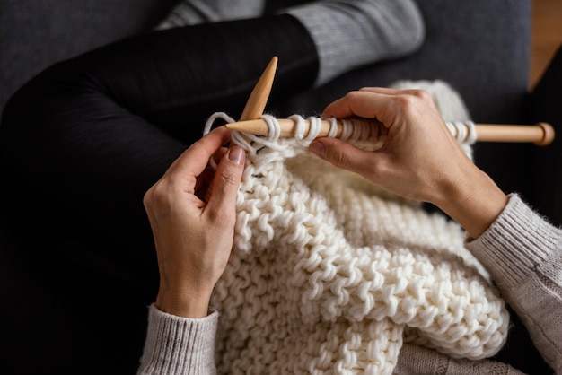 Knitting tools close up