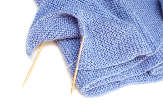 Knitting with bamboo needles