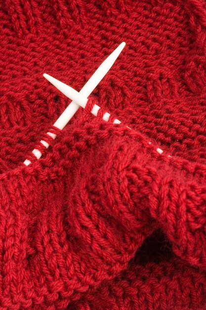 Knitting with white needles