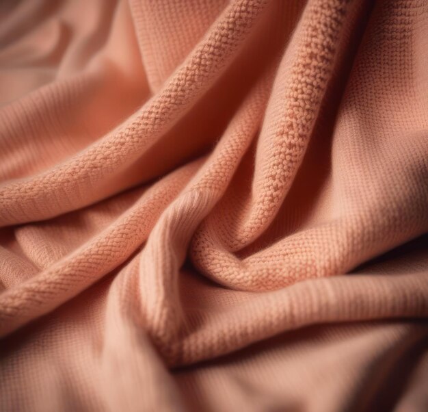 編み物の羊毛の背景 桃の毛色