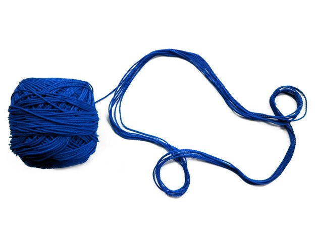 Knitting yarn on isolated white background