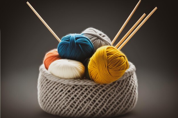 knitting yarn and knitting needles Generative Ai