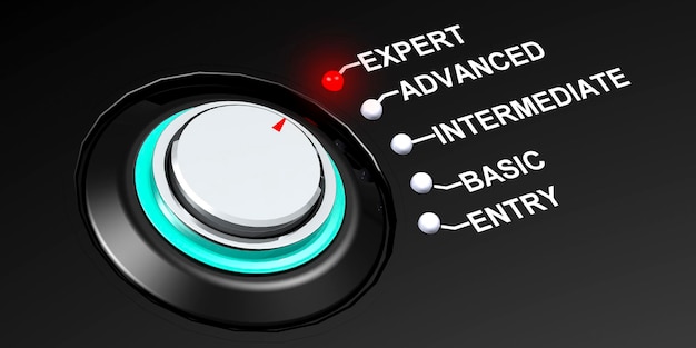 knob positioned to the word expert