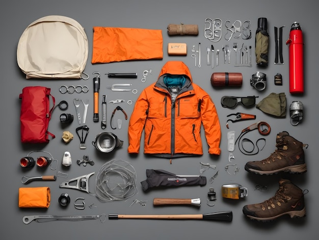 Knolling of camping equipment