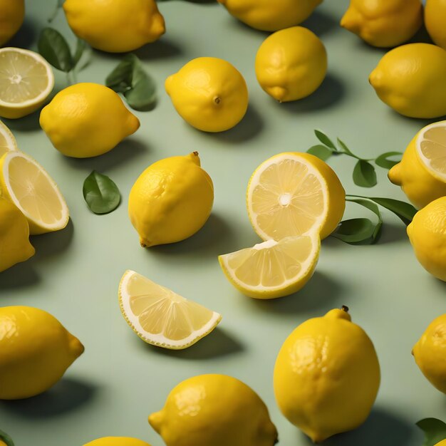 Knolling flatlay van een 3d citroenen