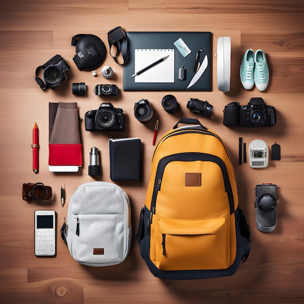 Knolling of school bag