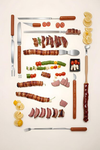 knolling style shot of BBQ on a Grid