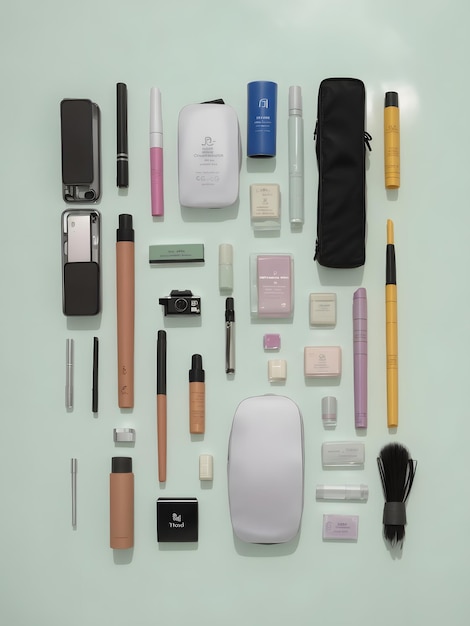 knolling style shot of Contents Of A Womans bag