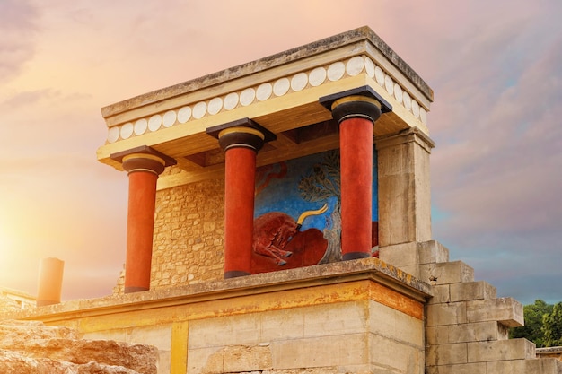 Knossos-paleisruïnes op Kreta, Griekenland Beroemd Minoïsch Knossos-paleis